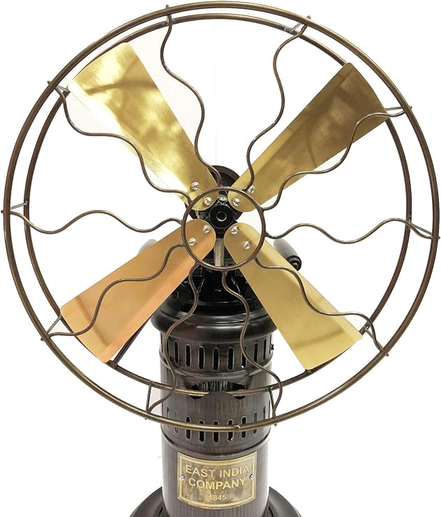 15 Blades Steam Working Table Fan Vintage Metal Brass Antique Style