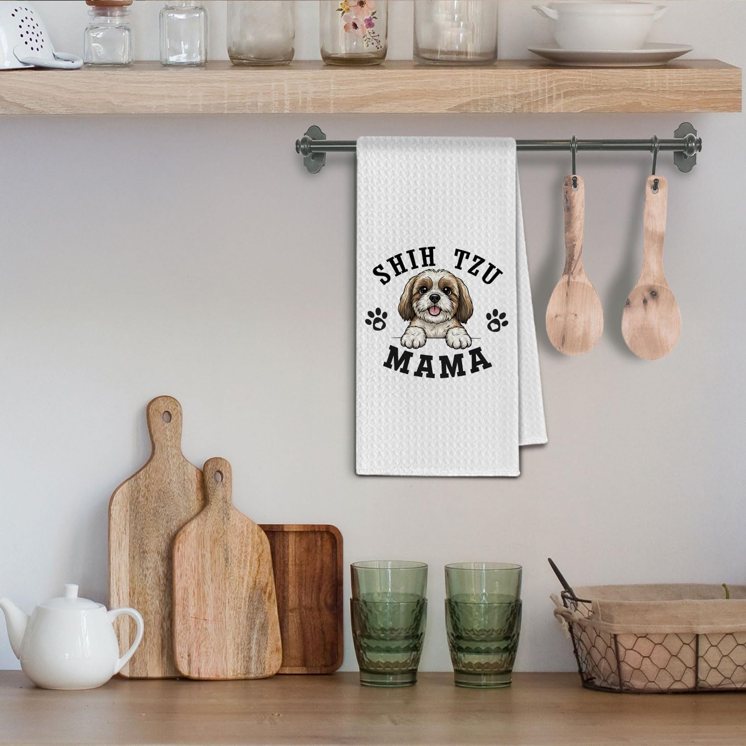 Shih Tzu Kitchen Towels, Dog Mama Shih Tzu Gifts for Women & Dogs Moms, Dog Lover Gifts Decorative Hand Towels for Bathroom, 16x24 Inch image 4