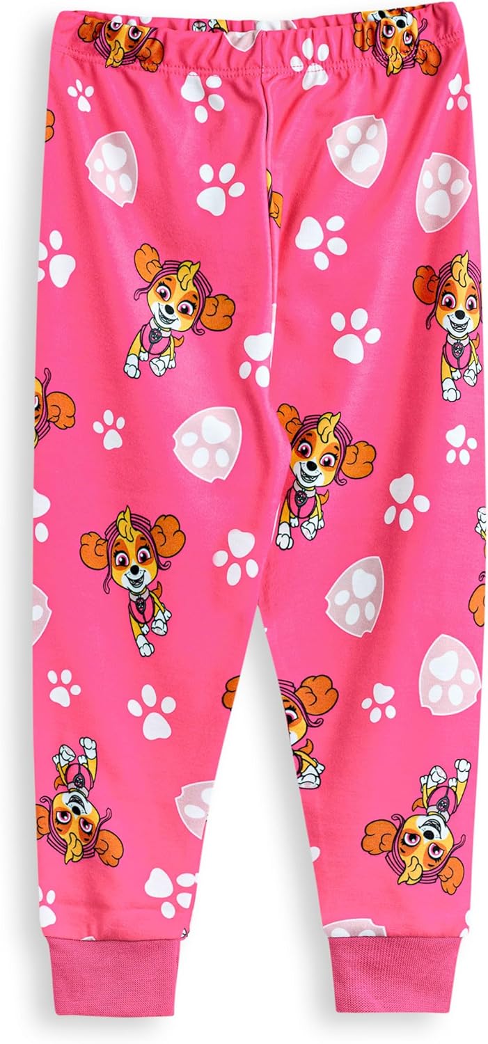 Paw Patrol Skye & Everest Girls Pajama Set Pack of 2 | Kids Pink & Grey Graphic Long Sleeve Top & Long Leg Bottoms