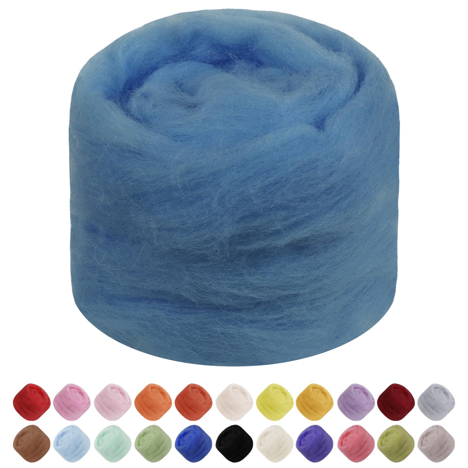 JeogYong Needle Felting Wool, 1.76oz Wool Roving Chunky Wool Yarn, Peacock Blue Wool Roving Yarn for Needle Felting, Wet Felting, Felting Projects, DIY Crafts