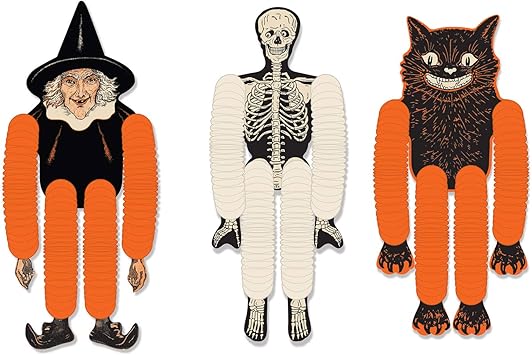 Beistle Vintage Halloween Tissue Dancers 3 Piece, 14", Multicolored