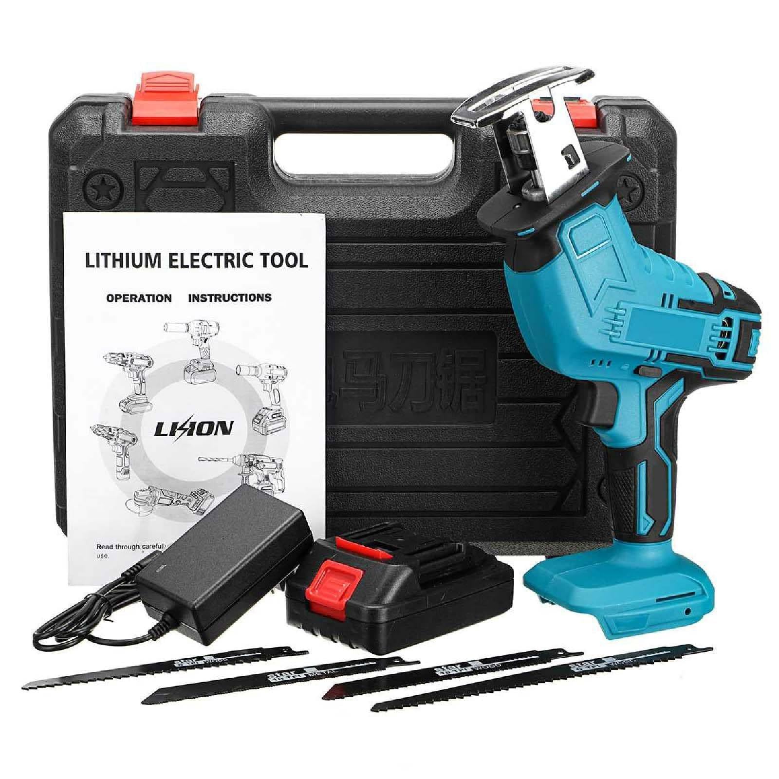 Sega Elettrica per Ossa, Seghe Alternative per Carne Senza Fili, Potente Kit Sega Manuale, Luce LED + Scatola Portaoggetti, Motore Brushless, per Taglio di Legno E Metallo,21v