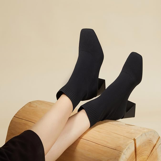 VIVAIA Regina Pro Booties for Women, Comfort Block Heel Ankle Boots, Square Toe Slip-on Water Repellent Anti Slip for Fall/Winter Dress Daily Outfit