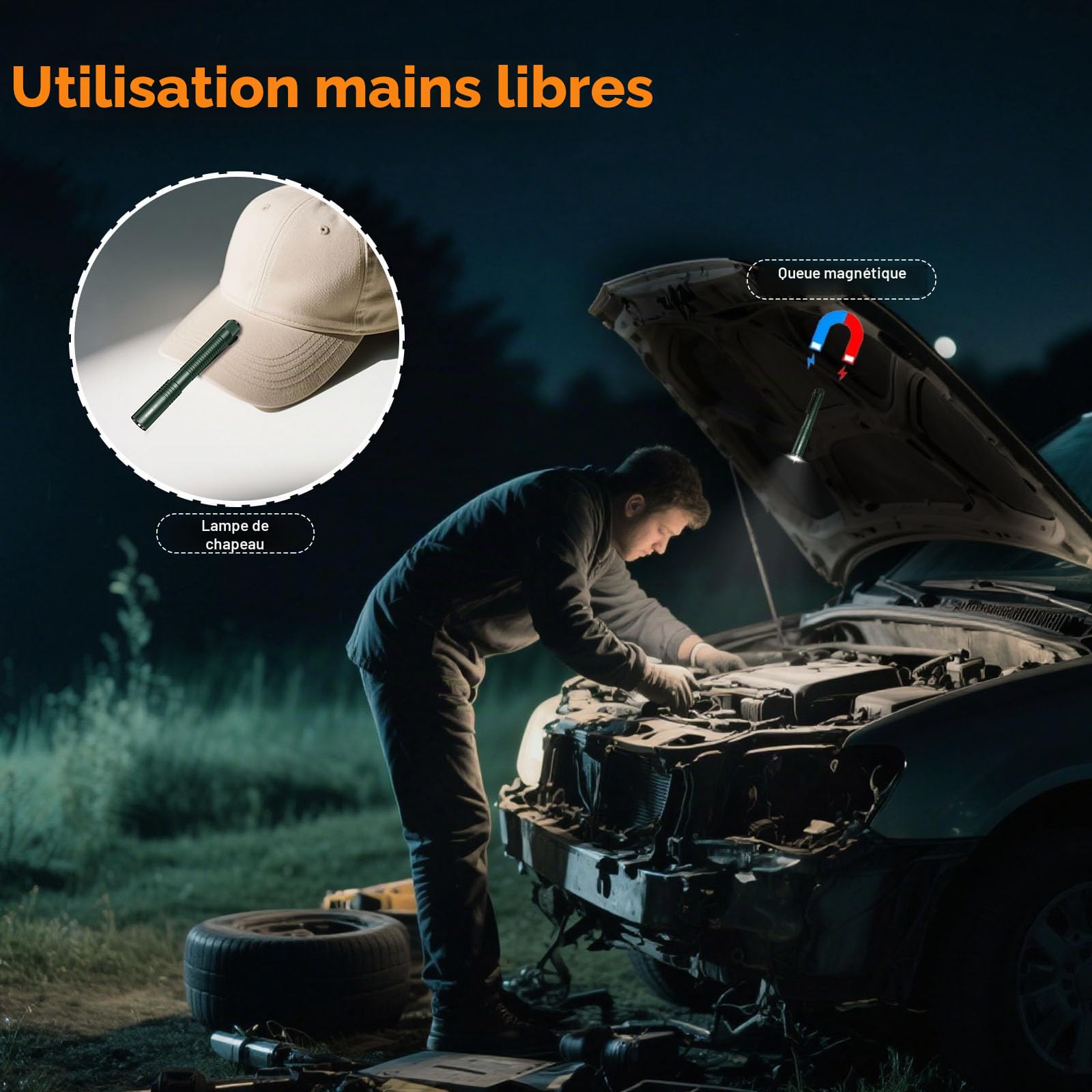 VTIGER T2A Lampe Torche EDC Compacte 1500 Lumens – LED Rechargeable AA, Super Lumineuse avec Interrupteur Arrière Tactique et Aimant pour Camping, Randonnée, Extérieur, Maison, Urgences