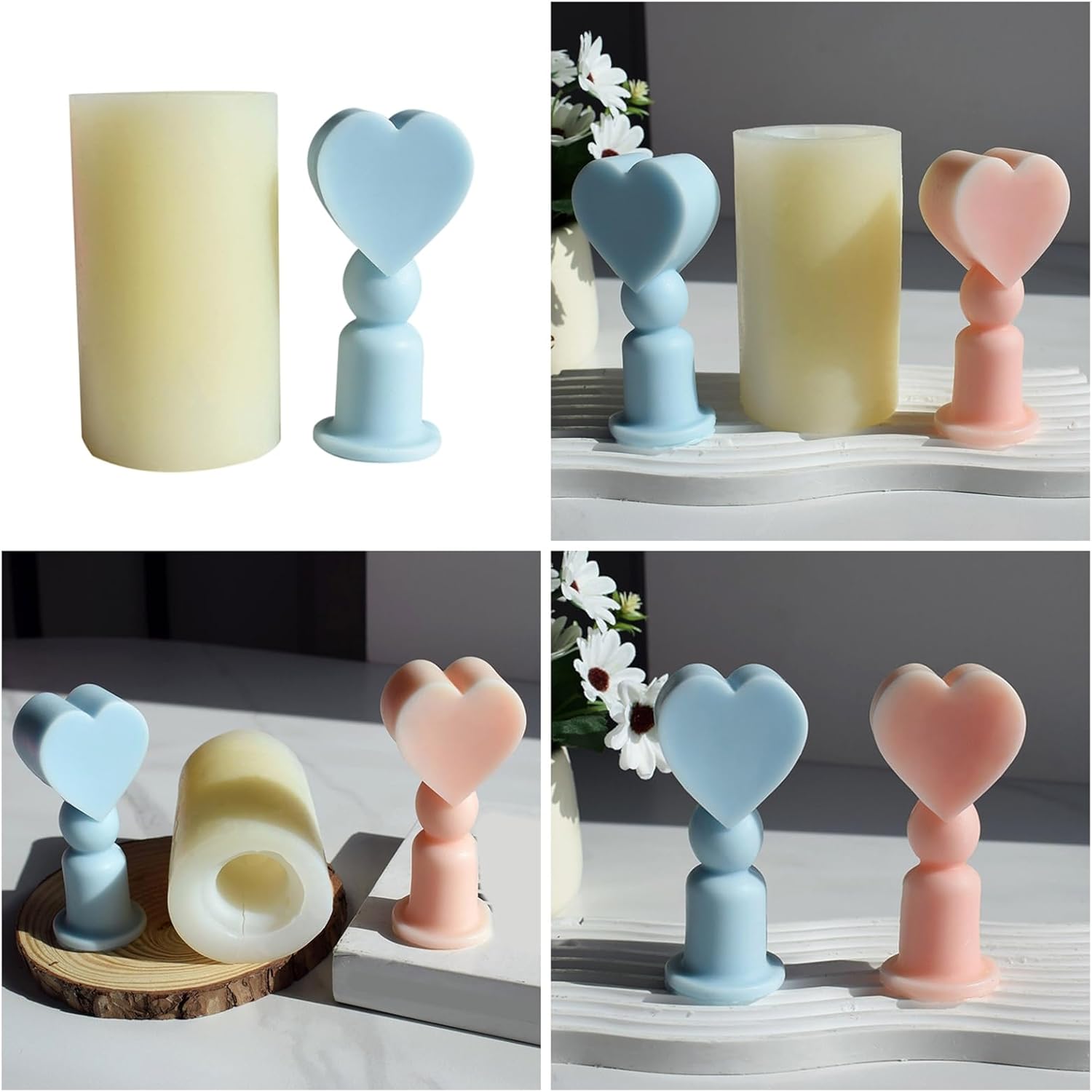 ハート松葉杖シリコンモールド ソープハートウォーキングスティック シリコン型 石膏型