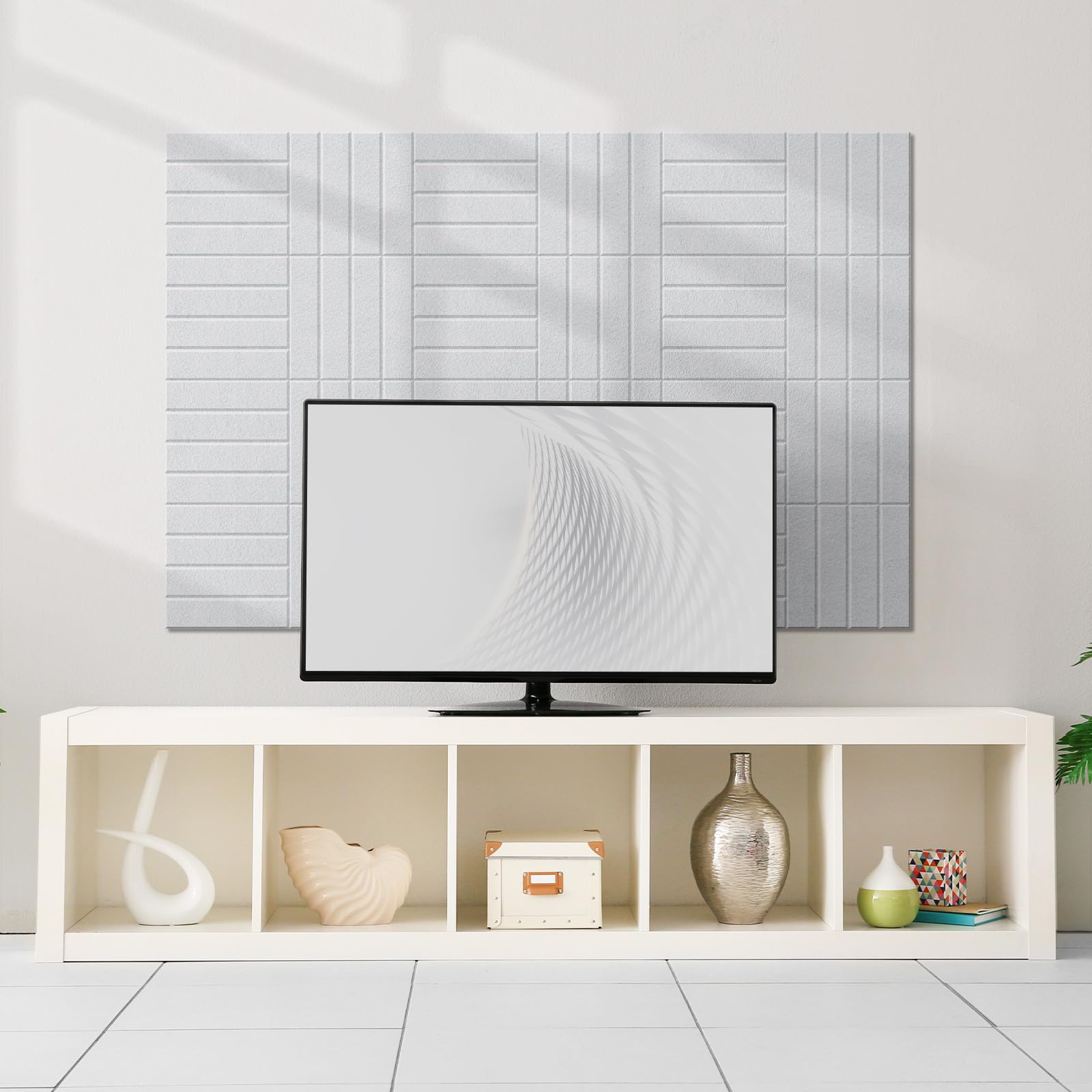 Vieshful Paneles Acústicos Autoadhesivos 10 Piezas 30x30 cm, Panel Acústico Alta Densidad, Panel Insonorizante Pared Decorativo para Insonorizar Habitación, Estudio, Oficina & Home Wall Panel, Blanco