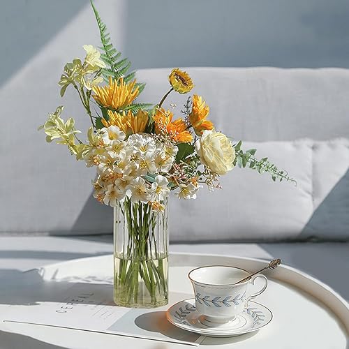 Miniatura 5 de Gute Jarrones de vidrio de 6 pulgadas para decoración, florero para decoración del hogar, moderno jarrón transparente decorativo para centros de