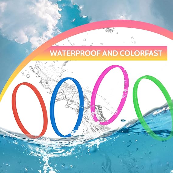 Muka 100 PCS Thin Silicone Bracelets, Colored Rubber Wristband for Women Men