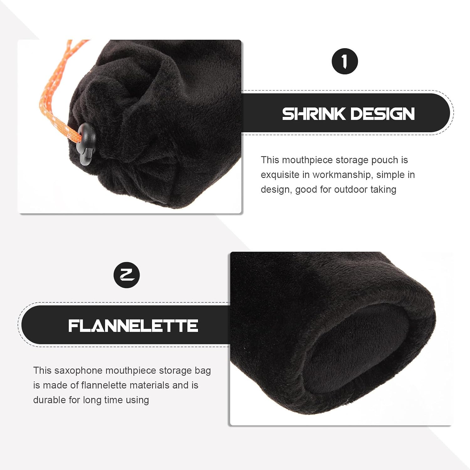 KALLORY Flannelette Saxophone Pouch Carrying Bag with Anti-static Protection and Soft Thick Material for Saxophone Mouthpiece Suitable for Stage Performance and Practice
