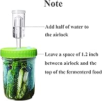 Vista 5 de Tapas de fermentación, kit de fermentación para frascos de boca ancha, juego de 6 tapas de fermentación de plástico con 6 esclusas de aire, 6 ojales
