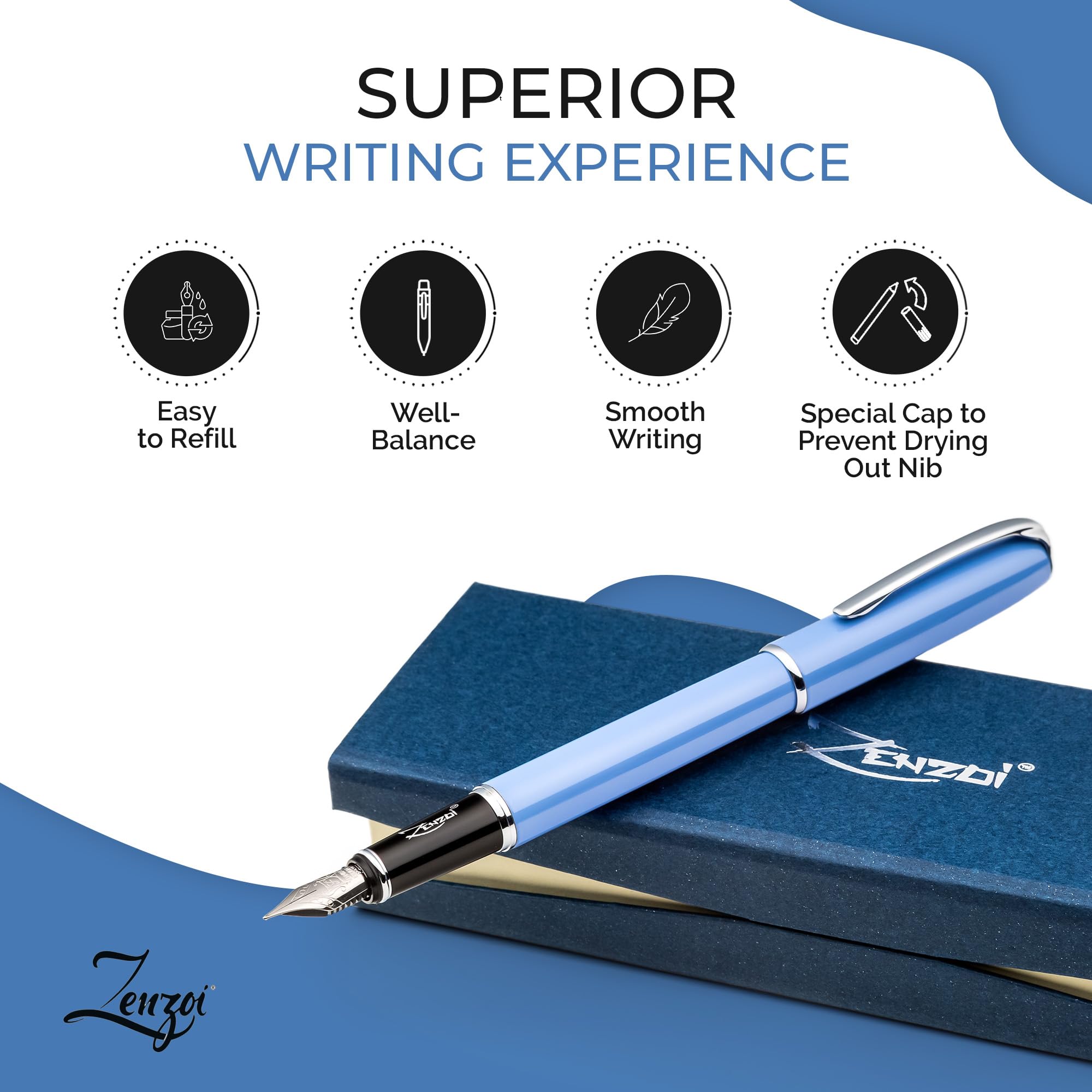 Amazon | ZenZoi 青 万年筆セット ハイエンドドイツシュミットファイン