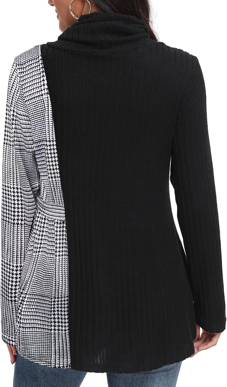 SeSe Code Cowl Neck Tunic Sweater for Women Lightweight Long Sleeve Tunic Tops for Leggings with Asymmetric Hem Knit Pullover - Image 6