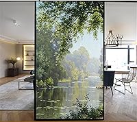 Vista 1 de Lámina decorativa para ventana, privacidad, pintura de bosque, adhesivos estáticos para ventanas, sin pegamento, cubiertas esmeriladas para ventanas