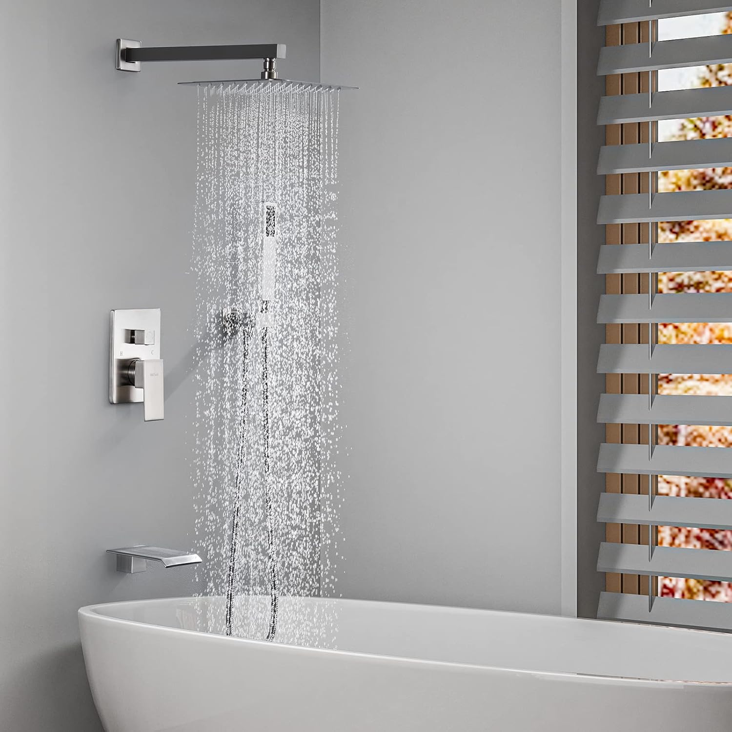 Buy Esnbia Tub Shower System Brushed Nickel, Shower Head with Handheld