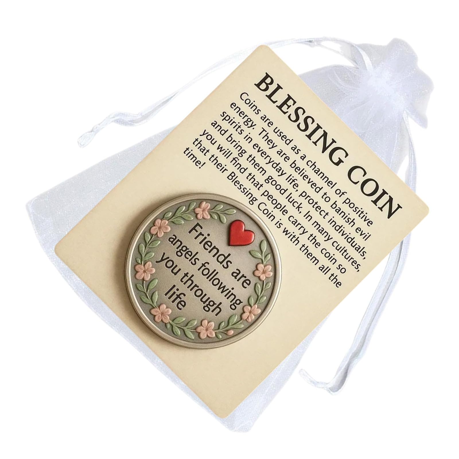 YROHGKPN Engraved Blessing for Motivational Coin with Encouragement Card, Thoughtful Pocket Sized Friendship Blessing Coin