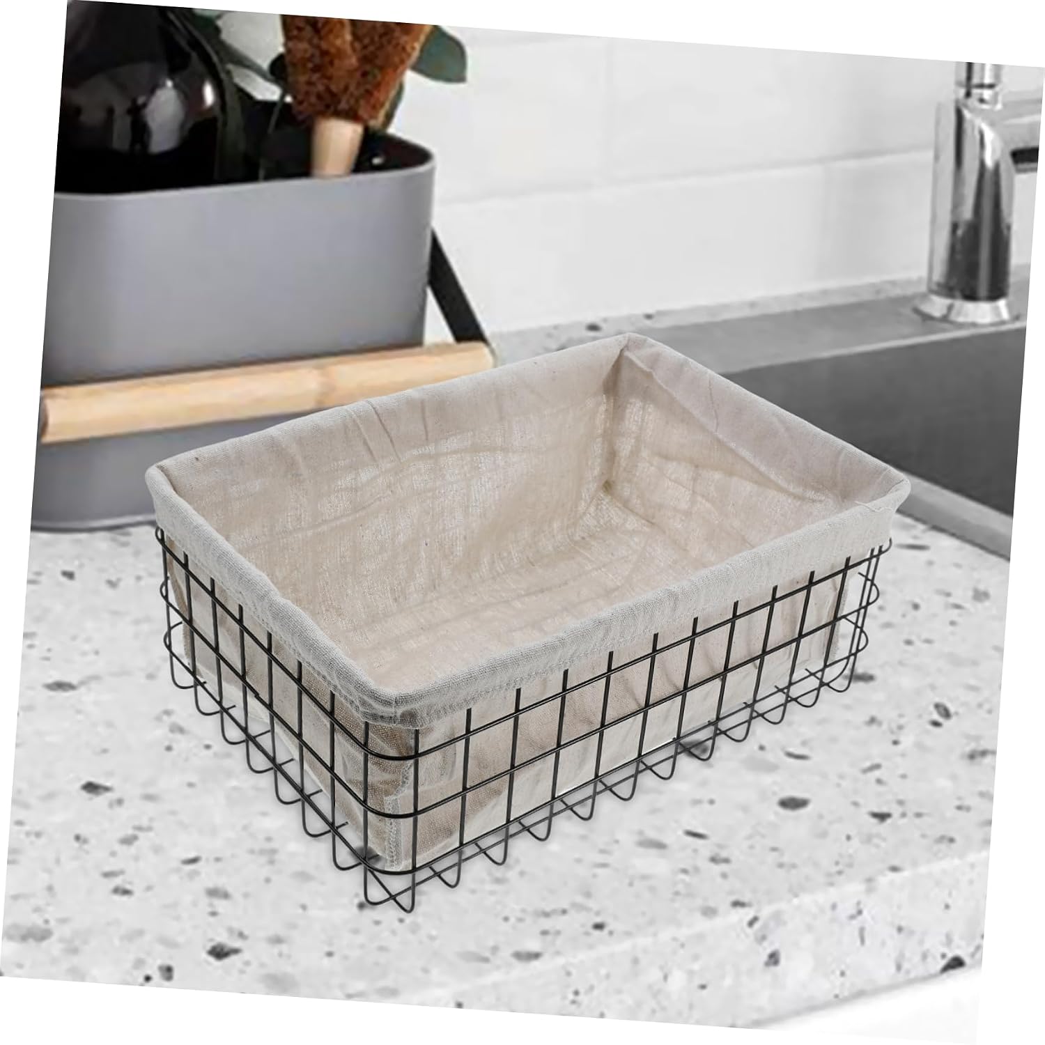 Cabilock Iron Wire Storage Basket for Makeup Snacks Countertop Bathroom Organizer Large Capacity Minimalist Design