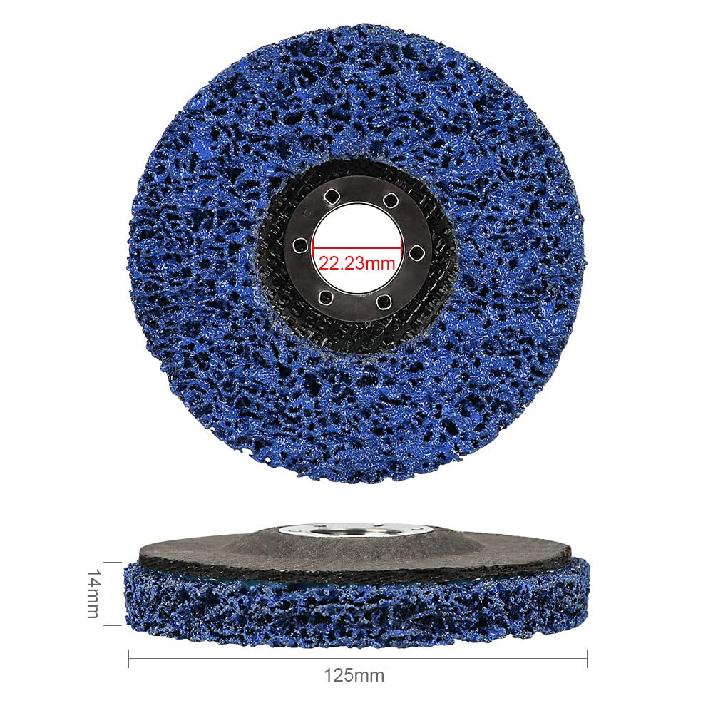 CSD Scheibe Schleifscheibe, Ø 125mm Reinigungsscheibe Set, Grobreinigungsscheibe für Winkelschleifer, Clean Strip Disc Nylongewebescheibe für Schleifens Polierens Rostentfernung (5 Stück - Blau)
