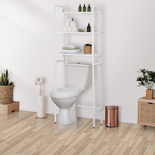 Miniatura 4 de ZENY Estante de almacenamiento sobre el inodoro, organizador de baño independiente de 3 niveles, estante de baño que ahorra espacio sobre el estante