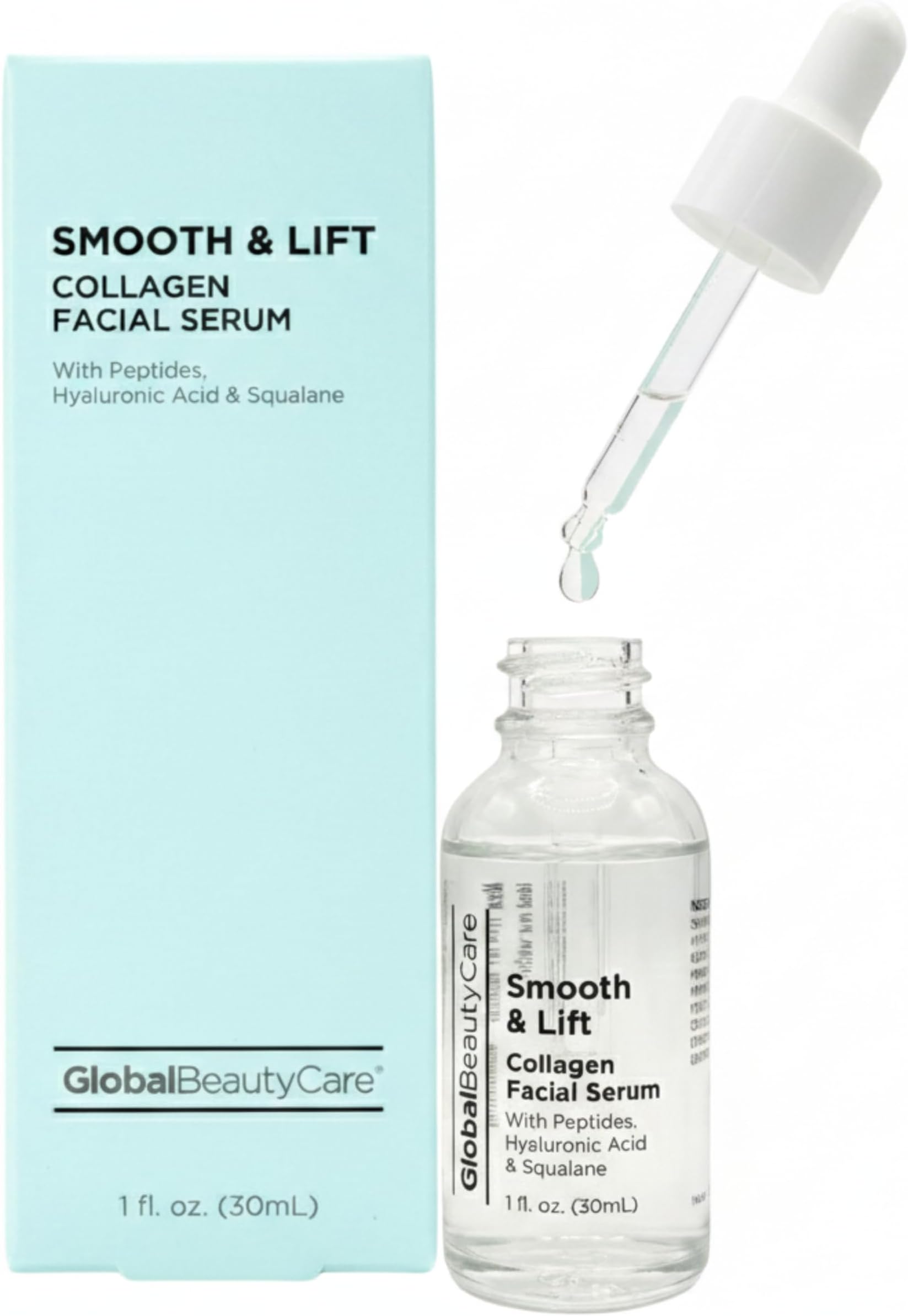 Smooth & Lift Collagen Facial Serum Hydrating Face Serum to Support Firm-Looking Skin with Peptides, Hyaluronic Acid & Squalane, Fast-Absorbing Hydrating Formula, 1 fl oz (1-Pack)