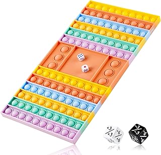 لعبة لوحية بتصميم فقاعات قابلة للضغط وألوان قوس قزح، لعبة بوب تفاعليةألعاب مع نرد لوقت ممتع بين الوالدين والأطفال، لعبة فيدجيت تفاعلية لتخفيف التوتر واللعب مع الأصدقاء