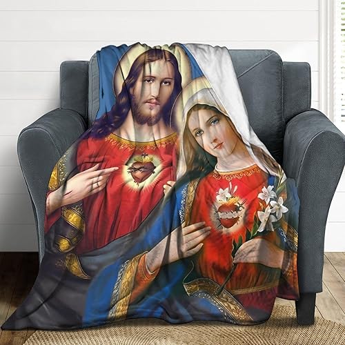 Nuestra Señora de Guadalupe Virgen María - Manta de Navidad suave y acogedora con pelusa de ángel, manta cálida para sofácama, manta de poliéster