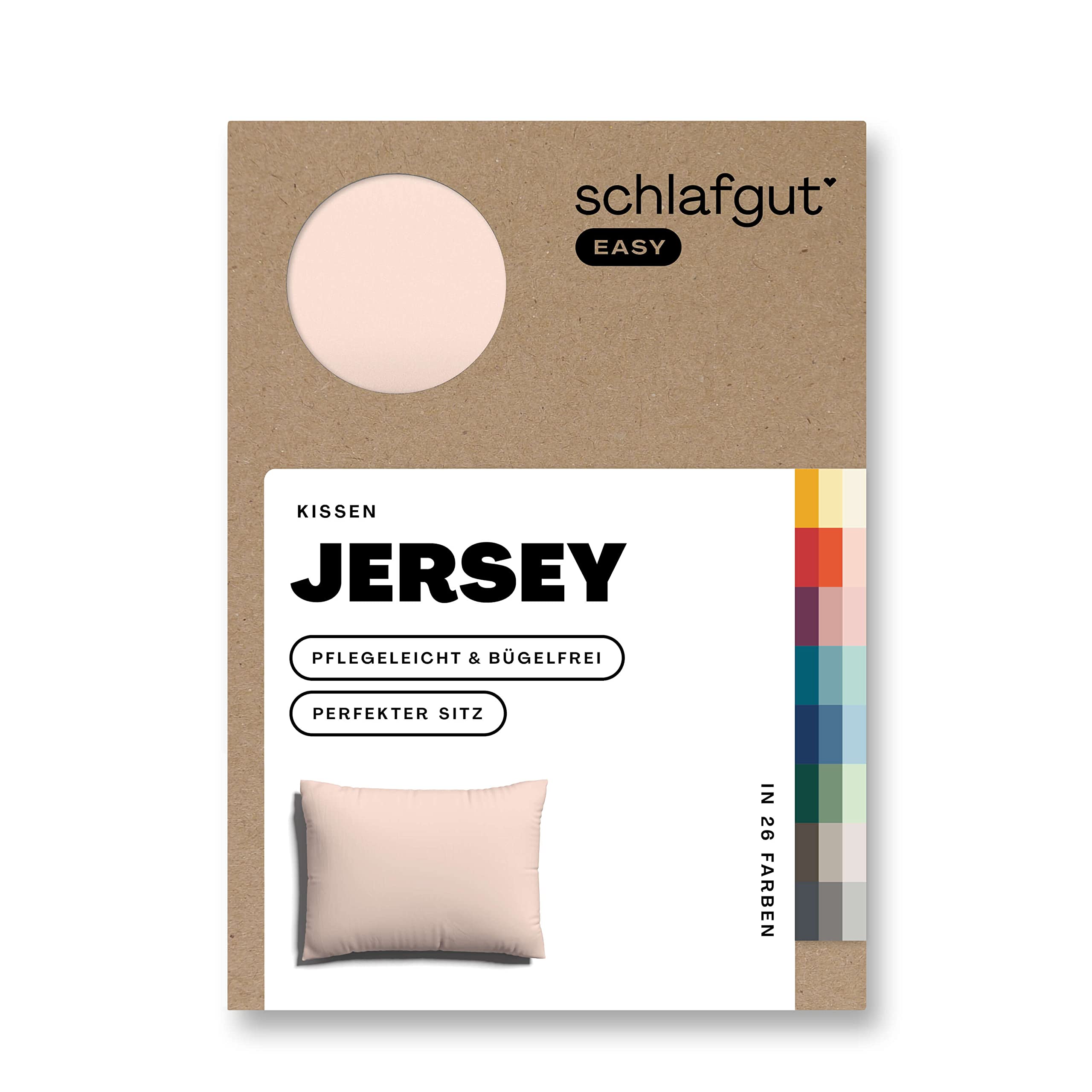 schlafgut Easy Mako-Jersey Kissenbezug 60x80 cm Red Light (Hellrot) – 100% Baumwolle Kopfkissenbezug Bügelfrei mit Ton-in-Ton Reißverschluss – Made in Green by Oeko-TEX