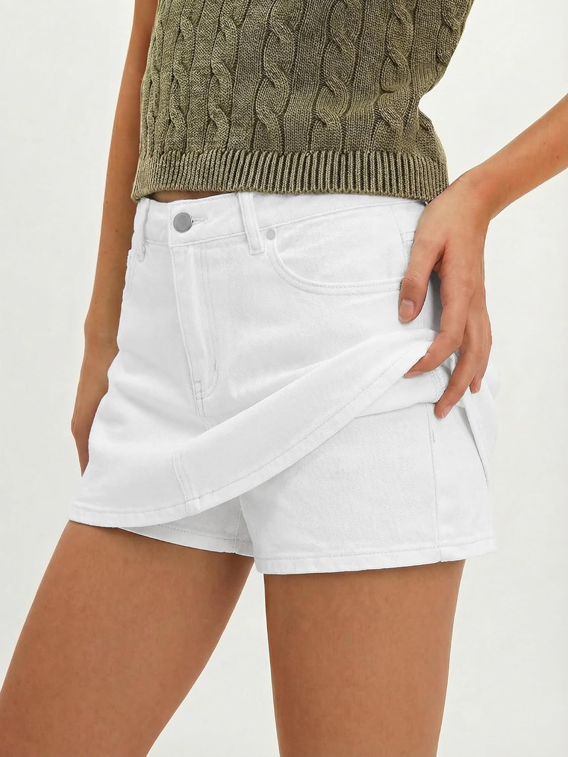 EMMIOL Women Denim Skort Skirt Stretchy Mid Waist Y2K Sexy Mini Skirts Dressy Casual Jean Skorts - Image 2