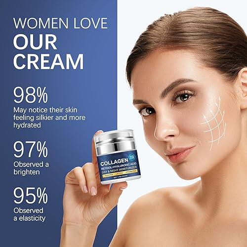 Miniatura 3 de Hidratante facial de colágeno, crema de colágeno para tensar la piel con retinol y ácido hialurónico antienvejecimiento hidratante de día y noche