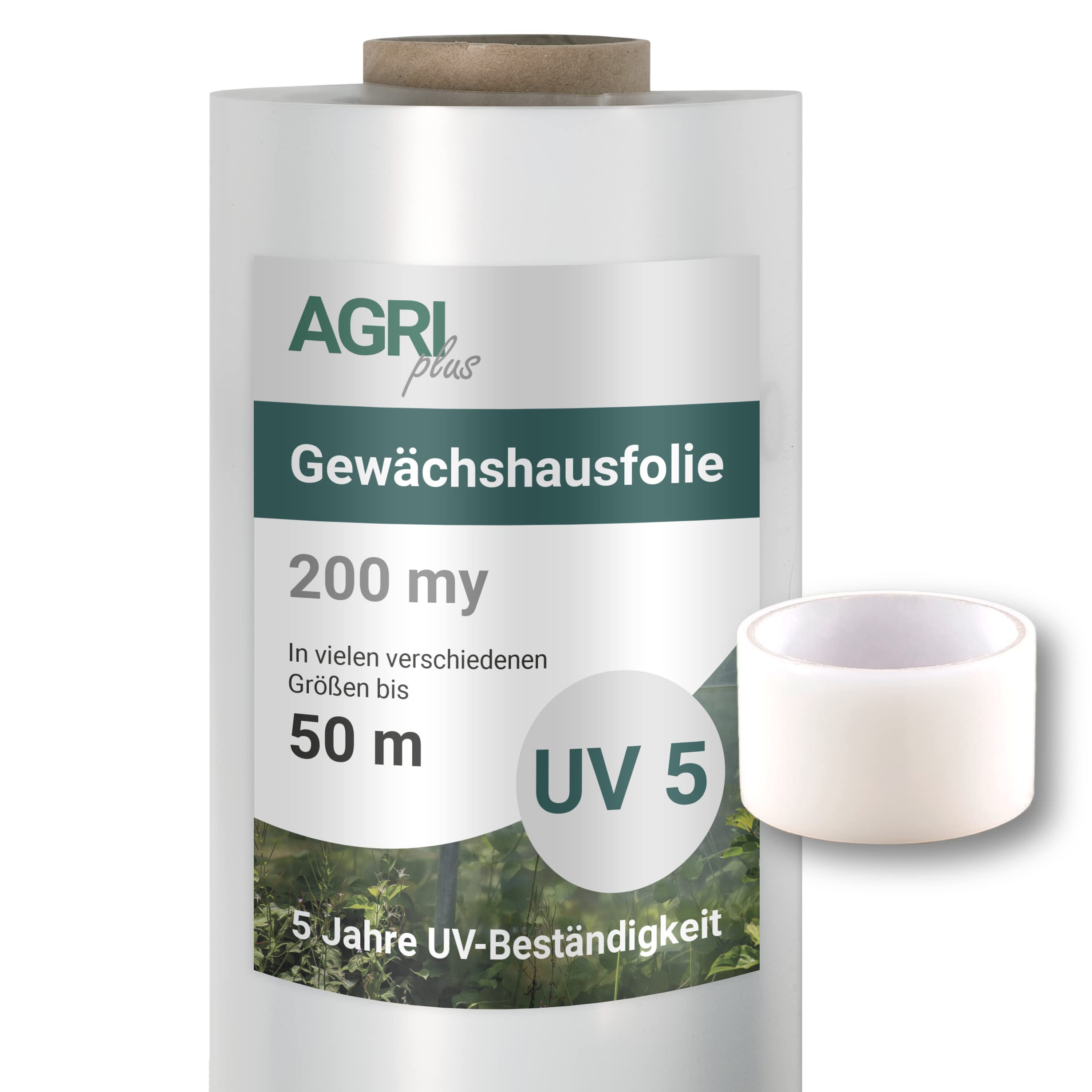 AGRI plus Broeikas folie met reparatietape, 3,2 x 15 m, verschillende maten, dikte 0,200 mm, scheurvaste tuinfolie voor afdekkingen, afdekzeil, weerbestendig en 5 jaar uv-bestendig