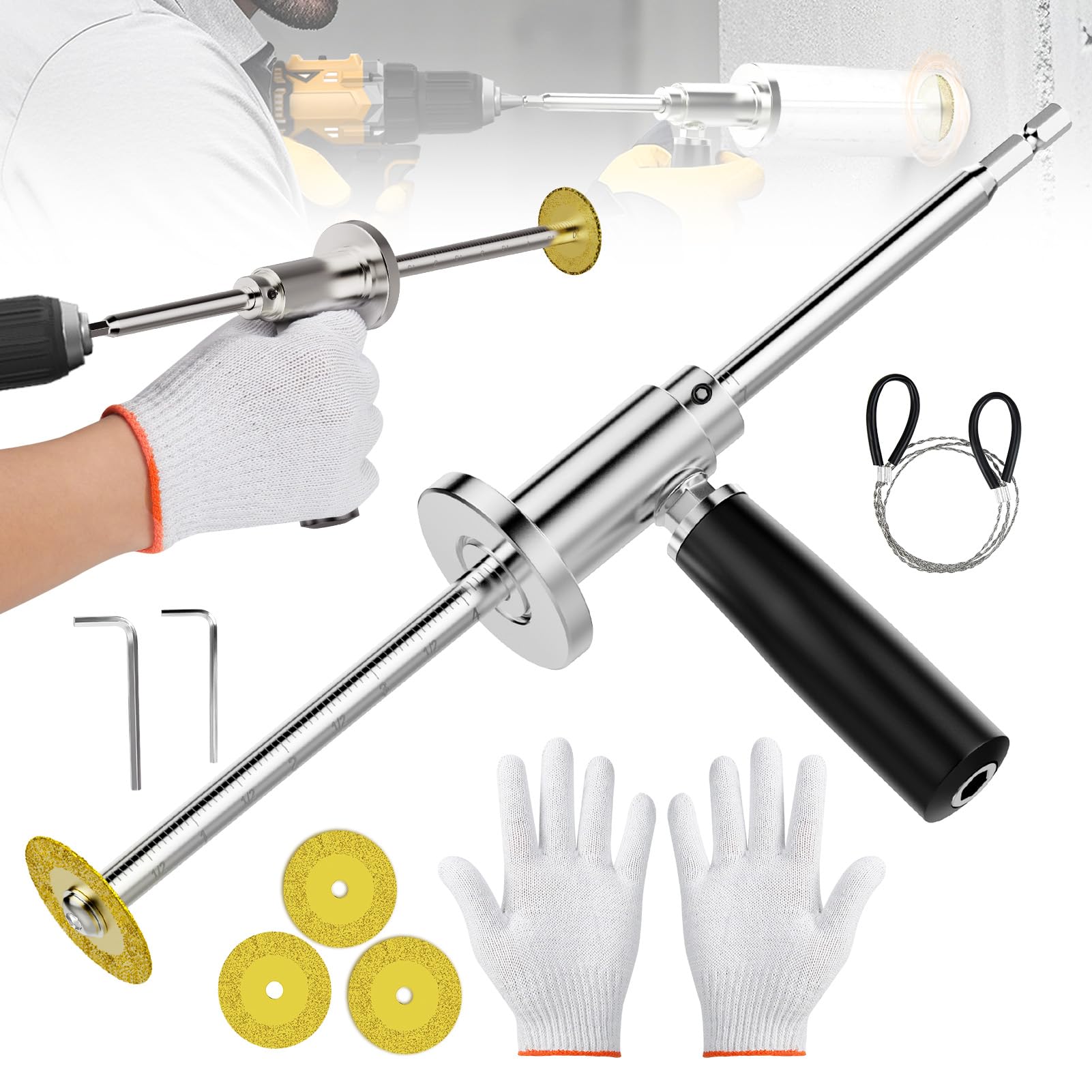 Professional Inside PVC Pipe Cutter Tool with 7" Adjustable Depth & Diamond Grit Wheel - Heavy-Duty Stainless Steel Design for 1-1/2" to 8" Pipes (