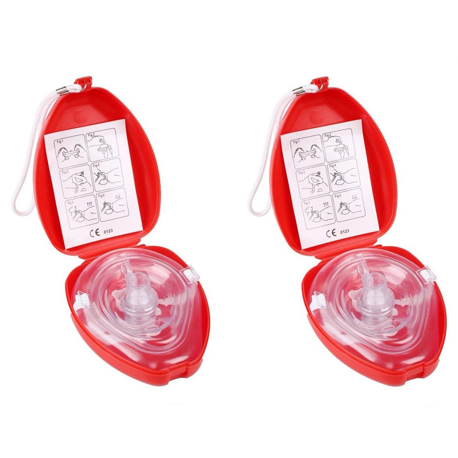 Pocket Mask maschera di rianimazione per respirazione bocca a bocca professionale CPR Mask Resuscitator maschera di plastica dura cpr rossa con custodia per il trasporto (2 pezzi)