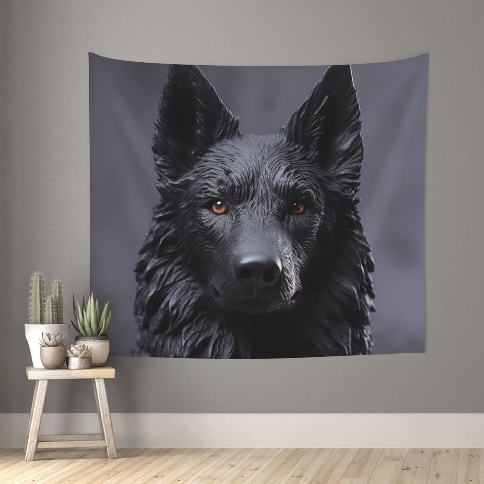 FodPand Black German Shepherd Tapestry for Bedroom Aesthetic, Wall Hanging Tapestries Art Decor Backdrop Wall Tapestry for Dorm Living Room Funny Poster Party Banner Background 51" X 60"