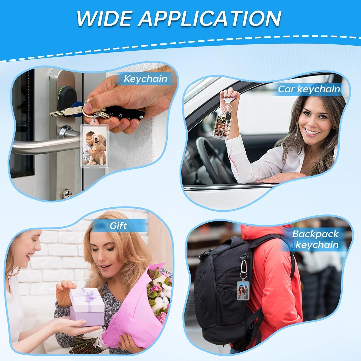 Mini Photo Strip Keychain - Clear Acrylic Double-Sided FramePersonalized DIY Keepsake for Backpacks Keys