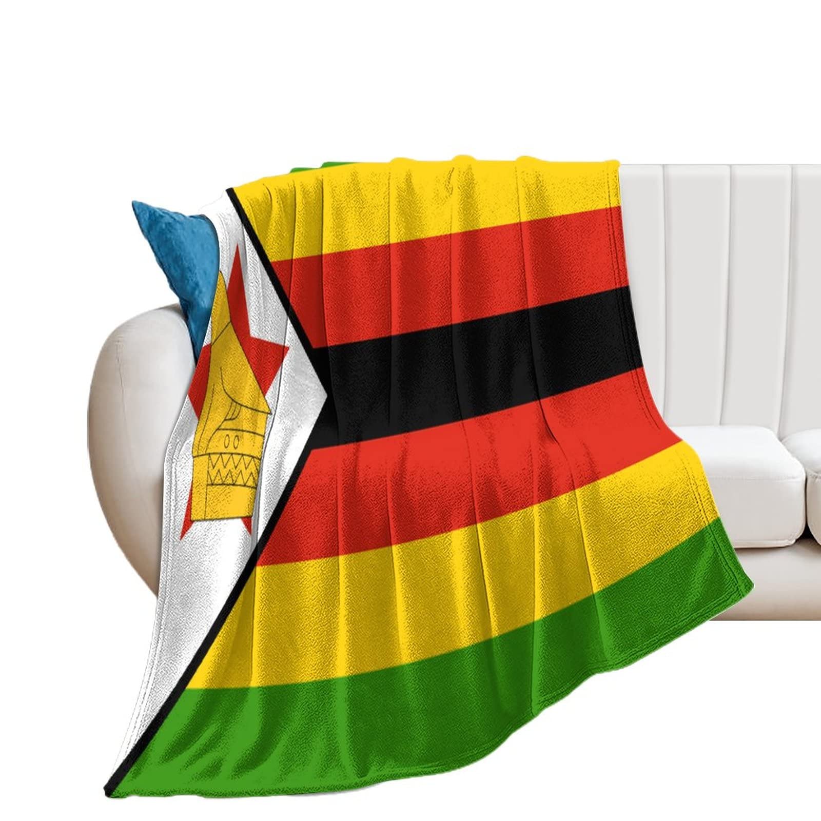 Couverture drapeau Zimbabwe contre le froid, plaid flanelle pour fauteuil