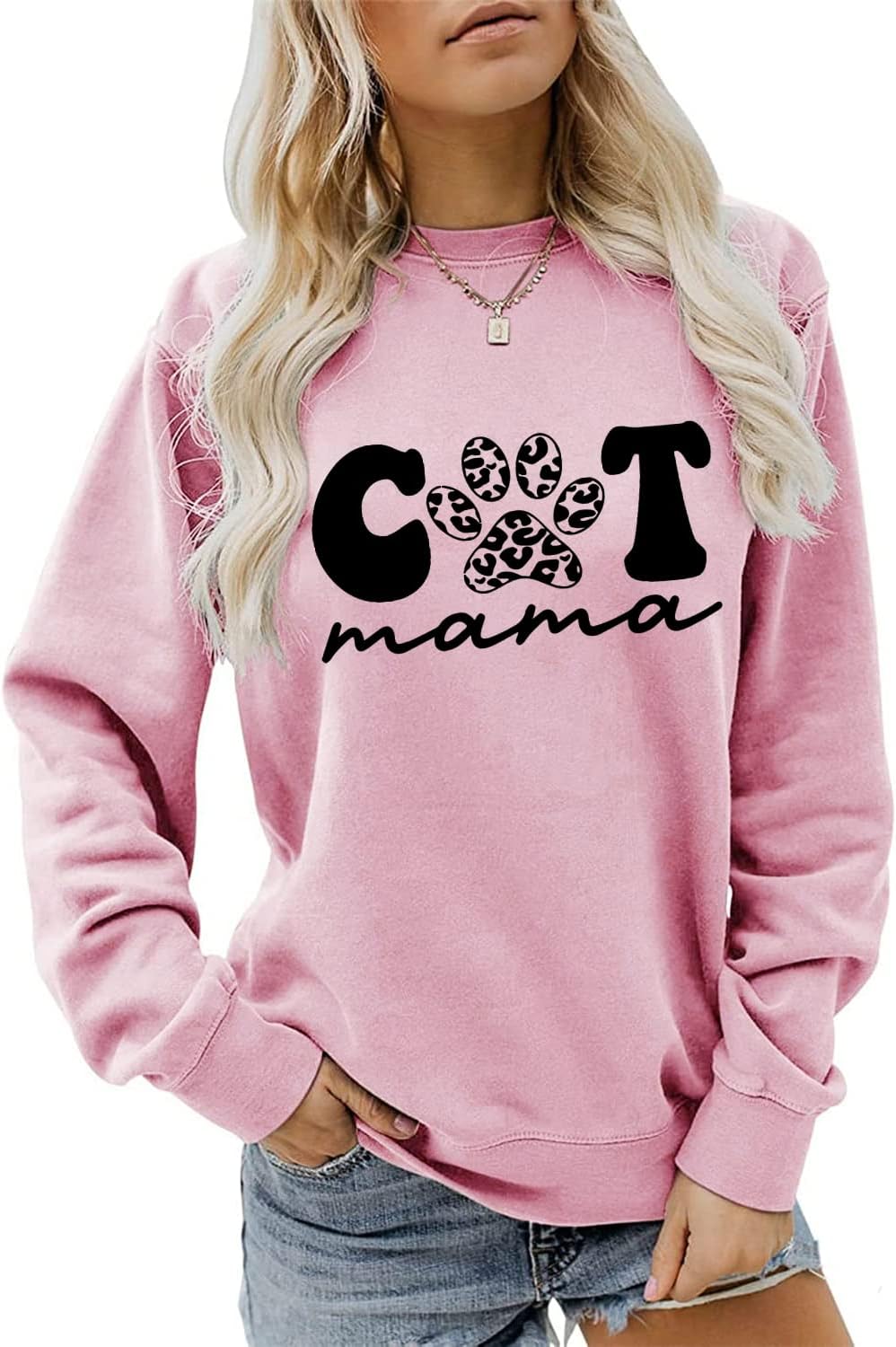 ARTECE Cat Mama Sweatshirt | Cute Leopard Paw Graphic Crewneck Top for Cat Moms | Casual Women’s Pullover Gift ARTECE Cat Mama Sweatshirt | Cute Leopard Paw Graphic Crewneck Top for Cat Moms | Casual Women’s Pullover Gift