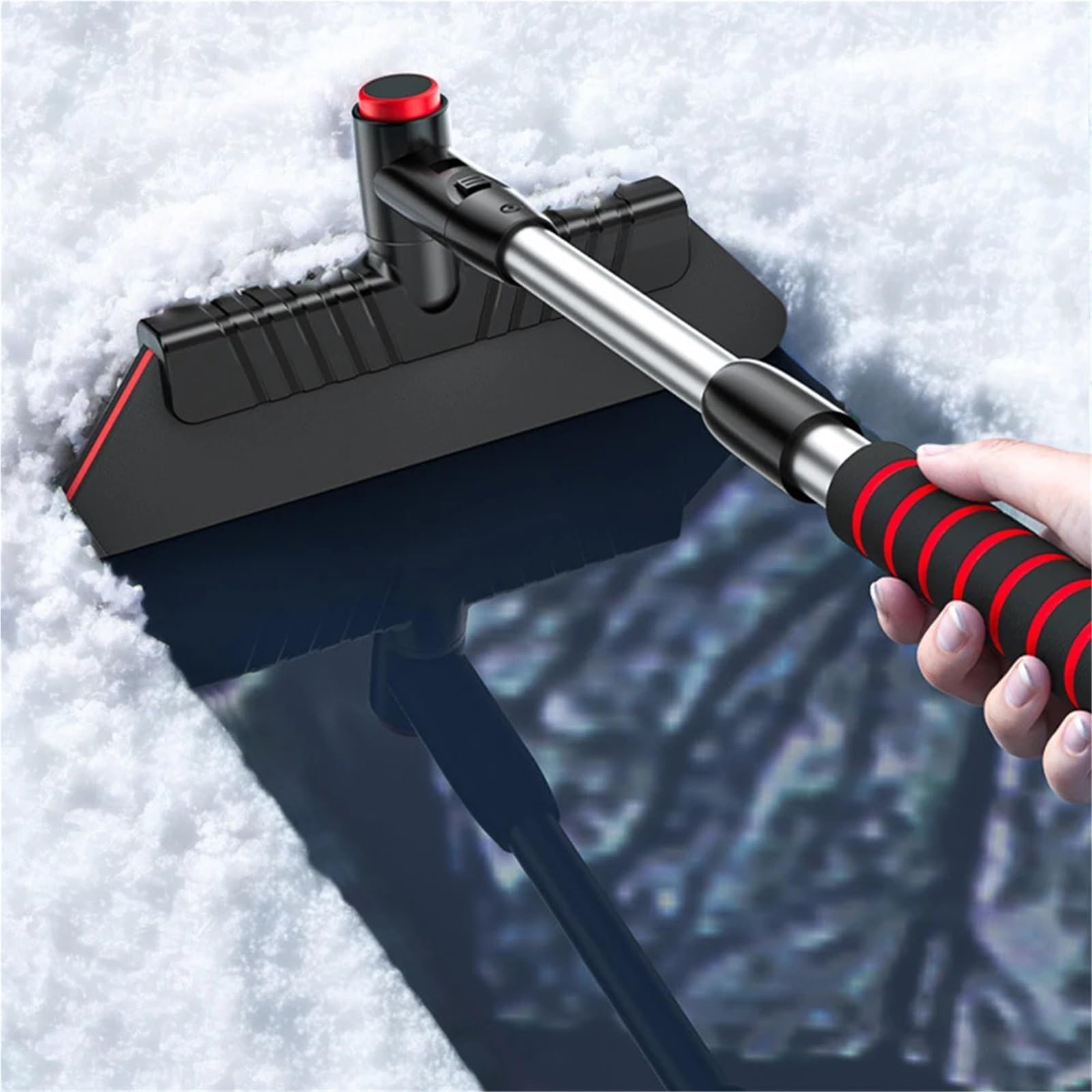 Generisch Raschietto retrattile 2 in 1, spazzola da neve rimovibile e raschietto con impugnatura ergonomica, strumento per la rimozione della neve per parabrezza