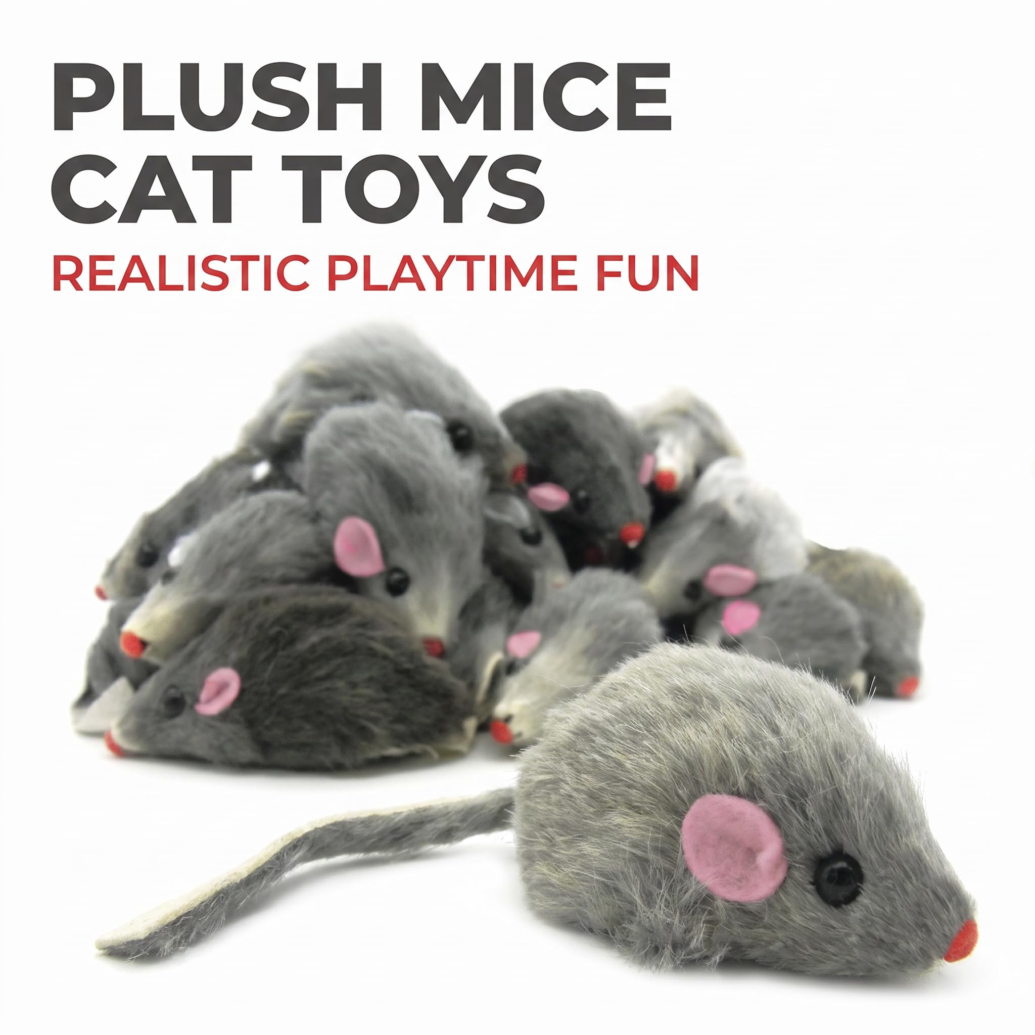 5 piezas de sonajero de piel gris para gatos, ratones de juguete para animales, suministros para mascotas, combo de juego peludo - Mezcla de juguetes para gatos