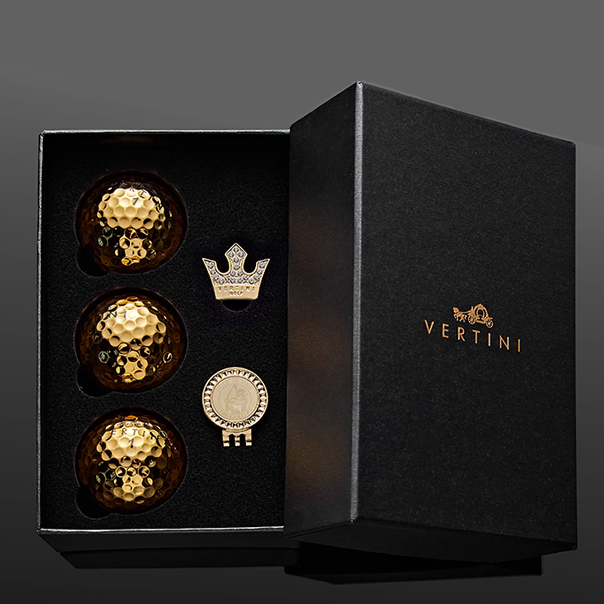 [vertini] oro de 3 pelotas de golf Marcador de pelota + 1 + 1 juego de pinzas