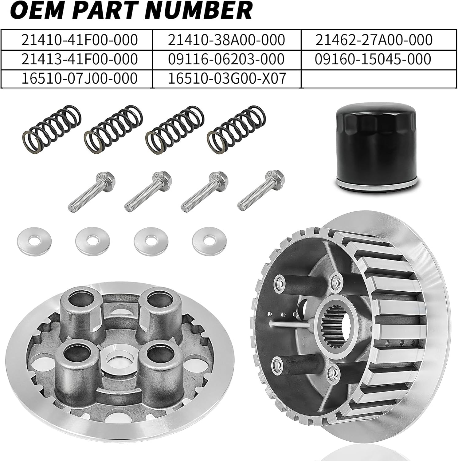 Clutch Kit & Outer Pressure Plate & Center Inner Hub with Oil Filter for Suzuki Boulevard C50 C50T M50 M50B S50 Boss Intruder Volusia 800 VL800 VL800Z Limited VL 2001-2004