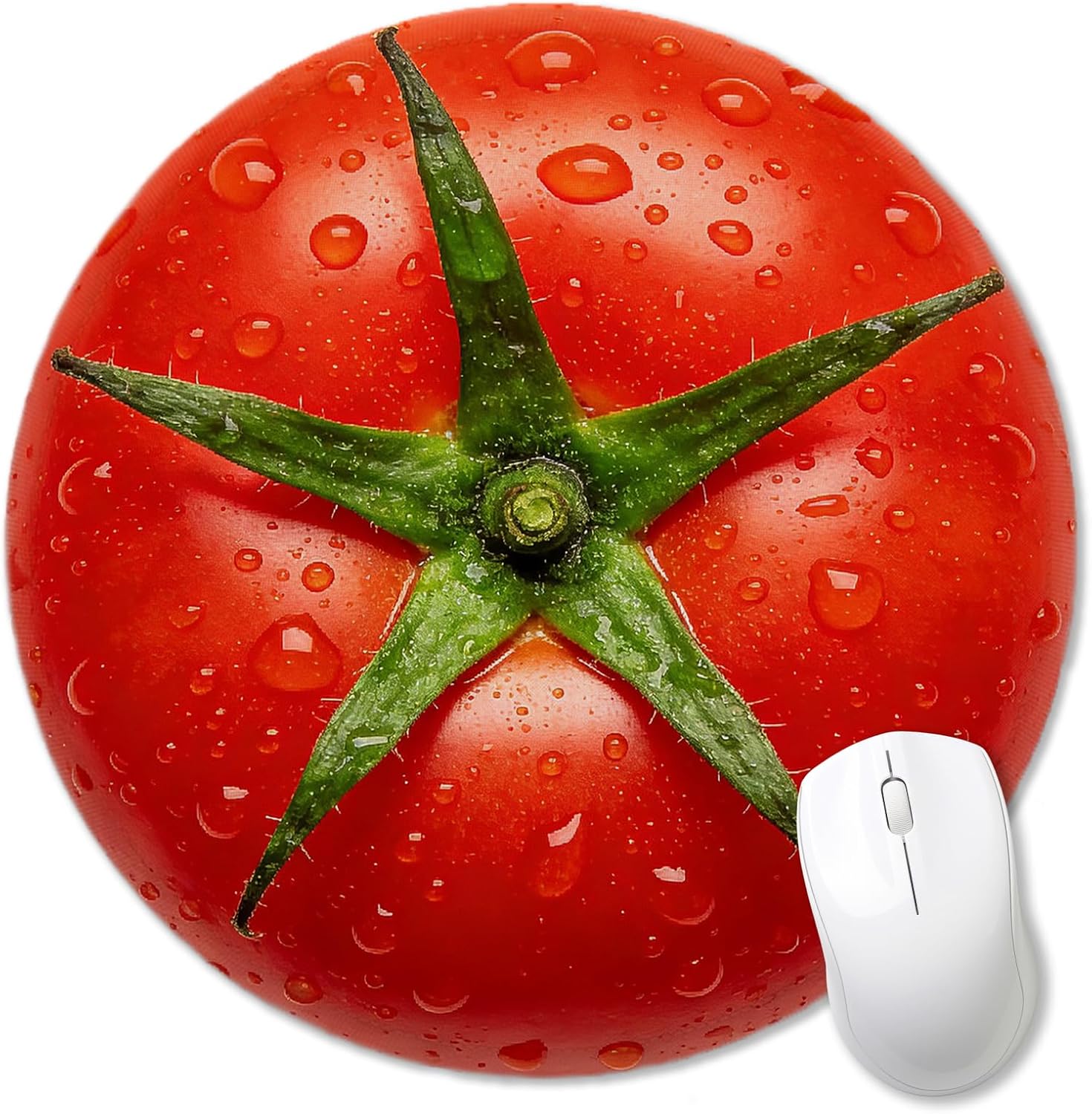 Red Tomato Mouse Pad for Desk, Modern Farmhouse Vegetable Fruit Round Mousepads with Anti-Slip Rubber Base for Computer Laptop Home Office Desk Accessories, 7.9x7.9 Inch