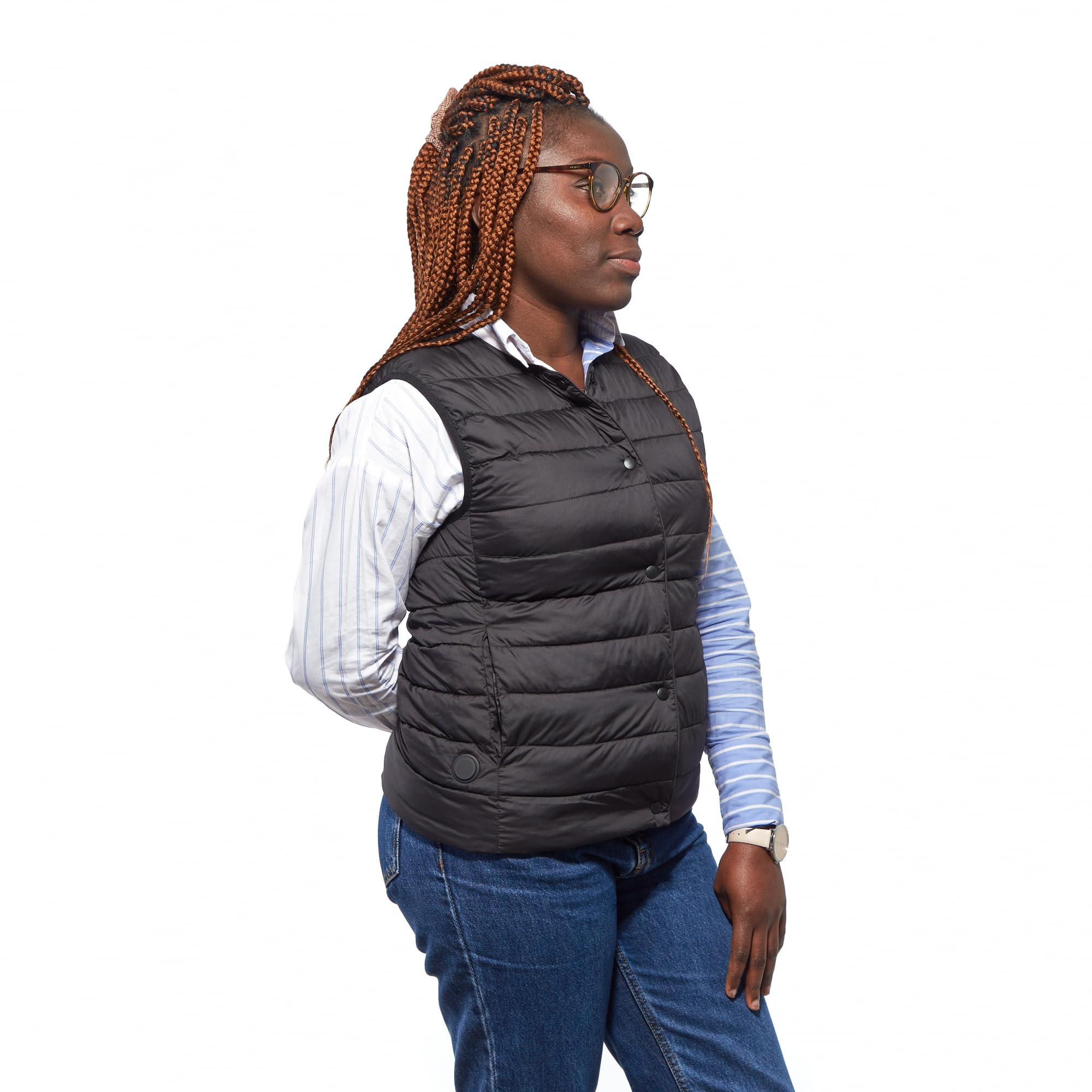 Iris Ohyama Woozoo® by Ohyama, Verwarmd jas/verwarmd vest, Licht en dun voor maximaal comfort, 4 verwarmingsniveaus van 38°C tot 53°C, Voor heren maat L - Heated Vest HW - Zwart