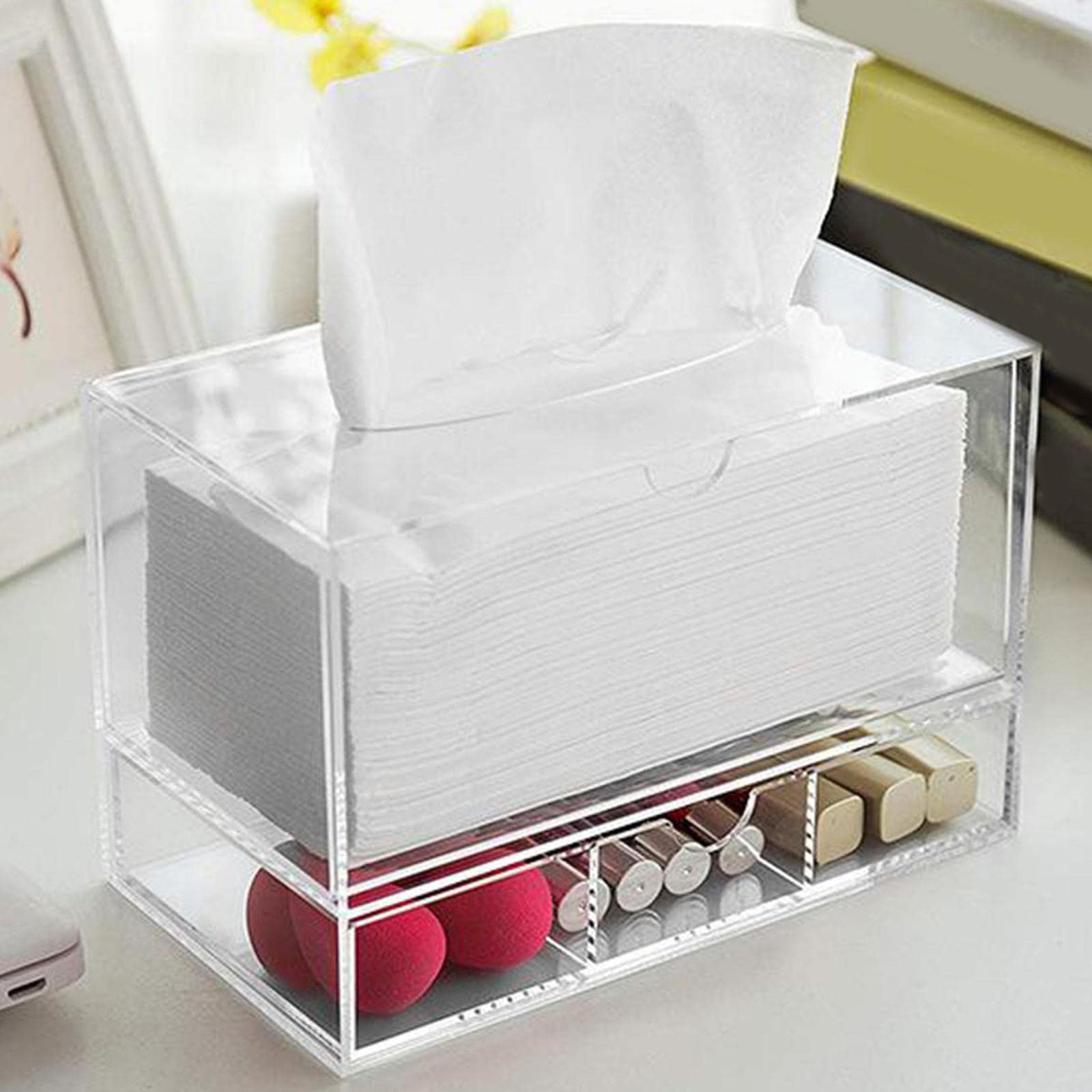 Boîte de rangement en acrylique transparent pour maquillage et bijoux