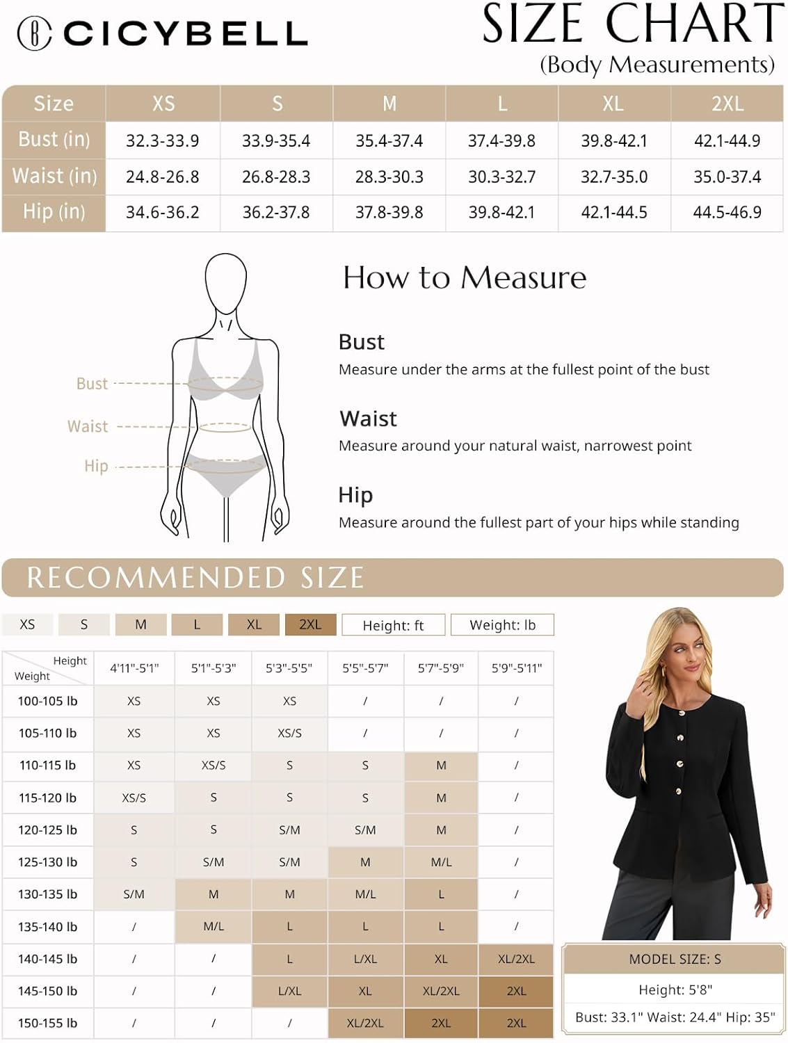 Cicy Bell Womens Business Casual Fitted Blazers Collarless Split Hem Work Office Button Down Suit Jackets - Image 7