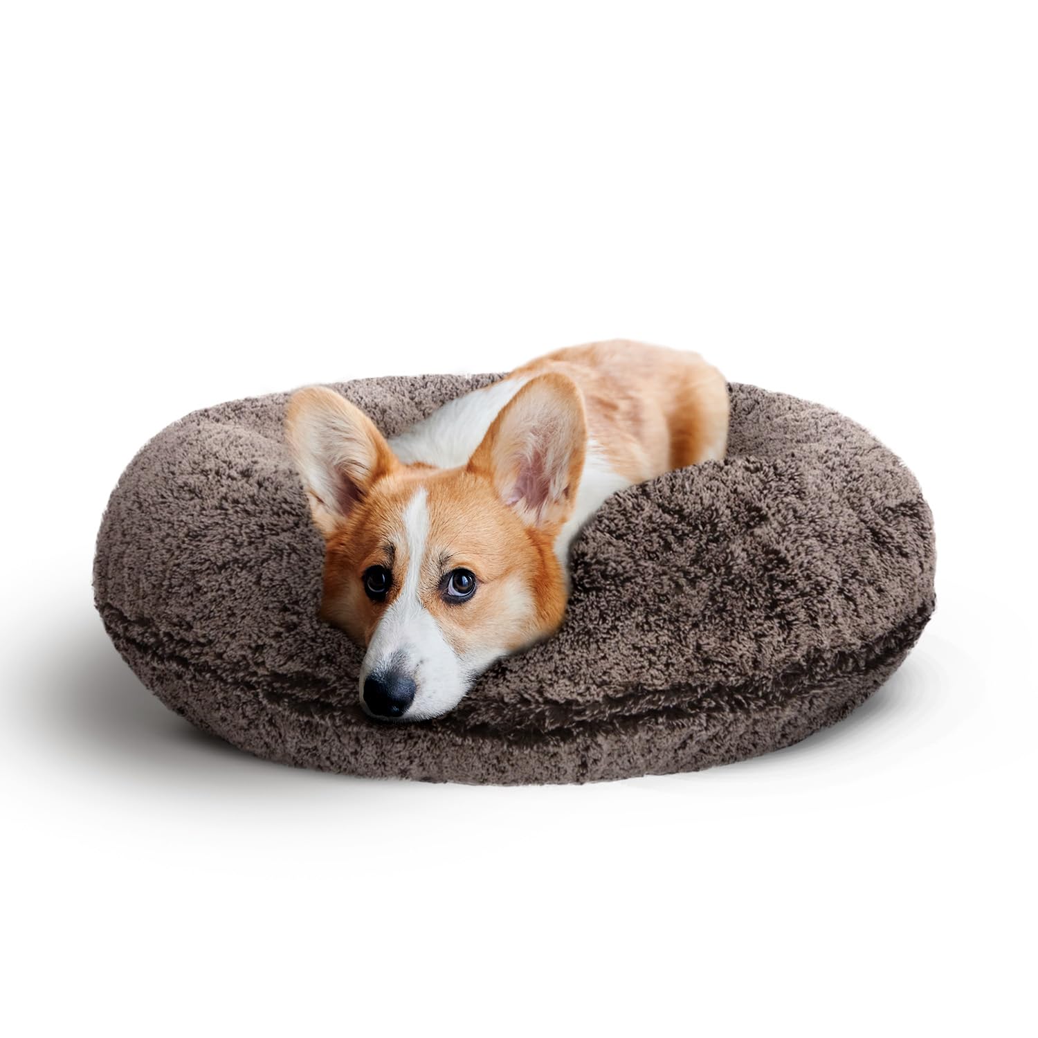 Bessie and Barnie Bagel Dog Bed - Extra Plush Faux Fur Dog Bean Bed - Circle Dog Bed - Waterproof Lining and Removable Washable Cover - Calming Dog Bed - Multiple Sizes & Colors Available
