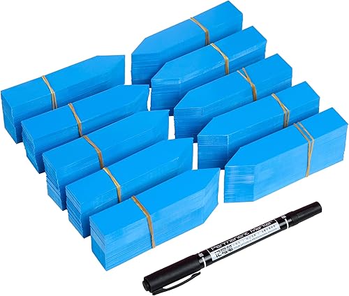 1000 etiquetas para plantas, marcadores de plástico de 4 pulgadas para macetas de jardín, etiquetas impermeables para plantas, color azul