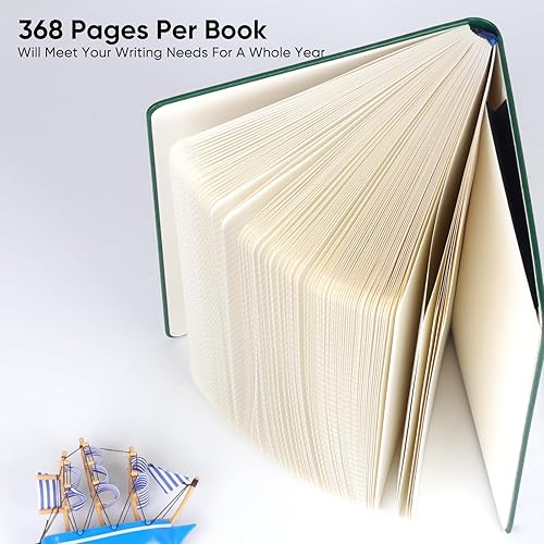 Miniatura 6 de Cuaderno de Diario con Líneas Gruesas con 368 páginas, cuaderno grande de cuero de tapa dura con papel grueso de 100gsm, cuaderno B5 con rayas