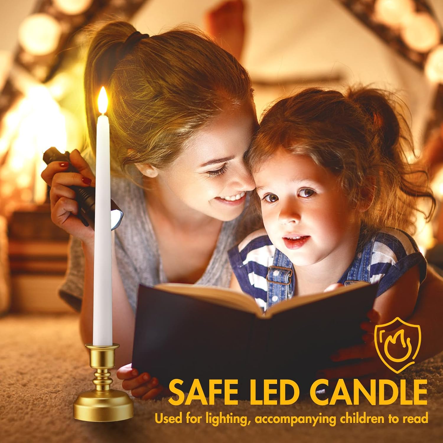 Fumete 24 Pack Flameless Taper Candles with Remote Control and Timer Flickering LED Taper Candles Realistic 3D Flame LED Window with Base Holiday Wedding Home Decor(White)