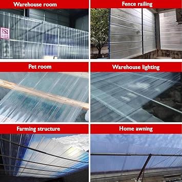 Corrugated Plastic Roofing Panel Fibreglass Reinfored Polyester Sheet Heat Insulation Polycarbonate Sheet Amusement Venues, Rest Halls(0.9x1.5m/2.95x4.92ft)