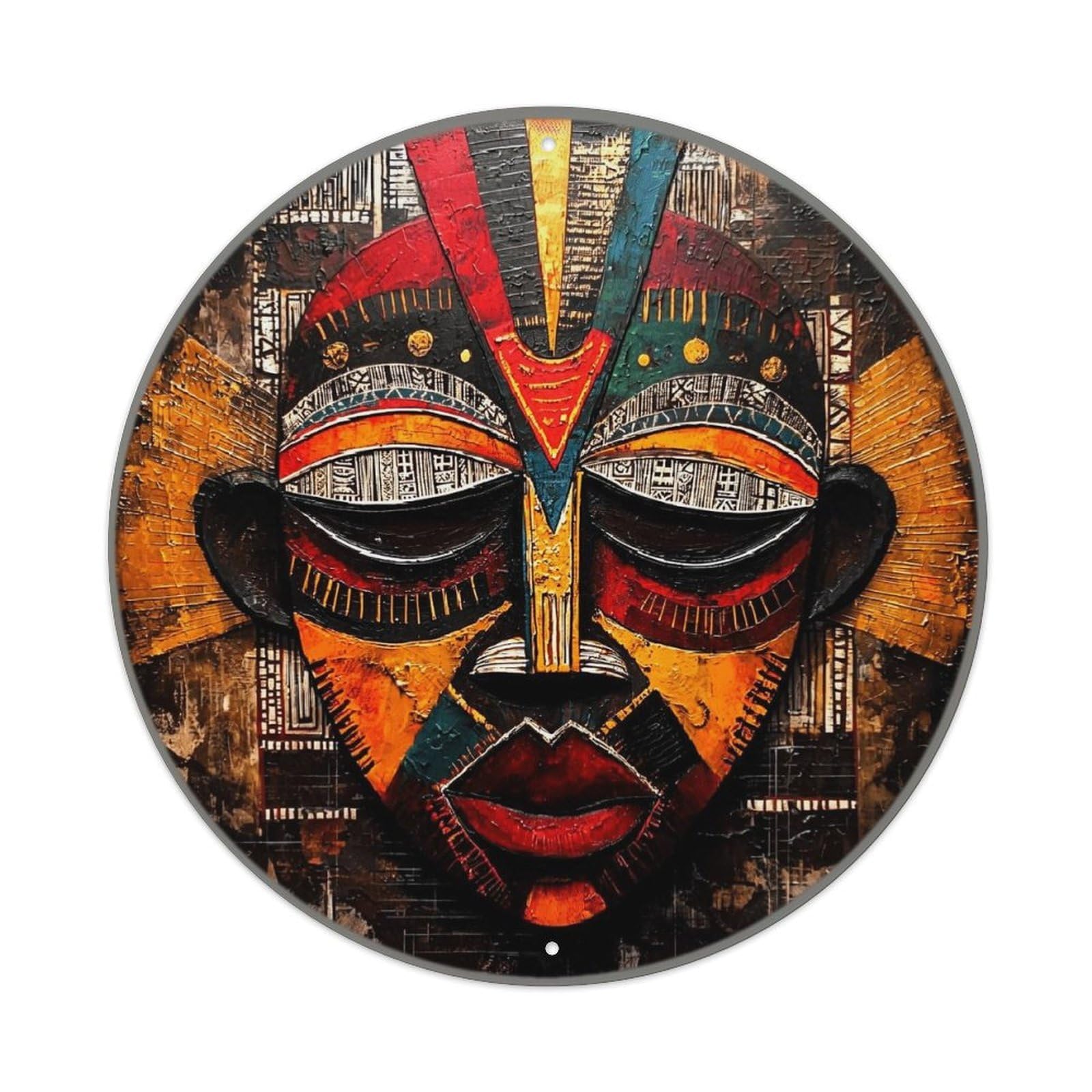 Abstract African Mask Art Print Metal Tin Sign Plaque