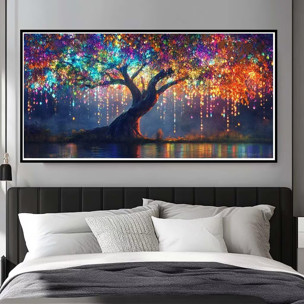 Wangllpgy Square Diamond Diamond Painting Kits For Adults Large, 5D Diy Dream Tree Diamond Art Kits Adults Square Drill Large Dimond Art Tree Of Life Gem Arts Crafts For Wall Decoration 200X100cm/78.7X39.4 Inch (Wl532)